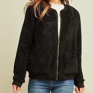 Entro Faux Fur Black Teddy Bomber  Zip up Jacket